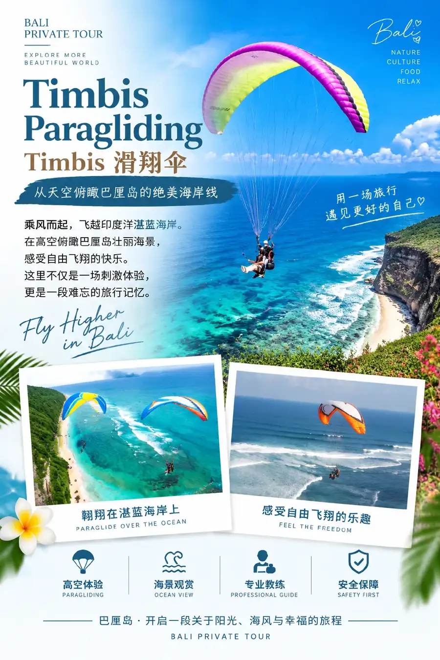 巴厘岛 Timbis 滑翔伞飞越蔚蓝海岸 — BaliGo 私人定制游
