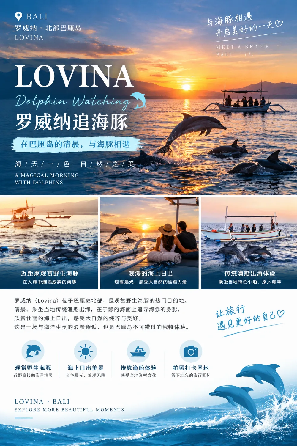 巴厘岛 Lovina Dolphin Watching 罗威纳追海豚 私人定制游宣传册 — BaliGo