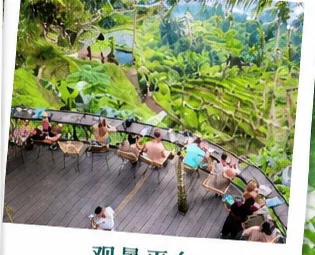 巴厘岛德格拉朗梯田俯瞰山谷的观景平台